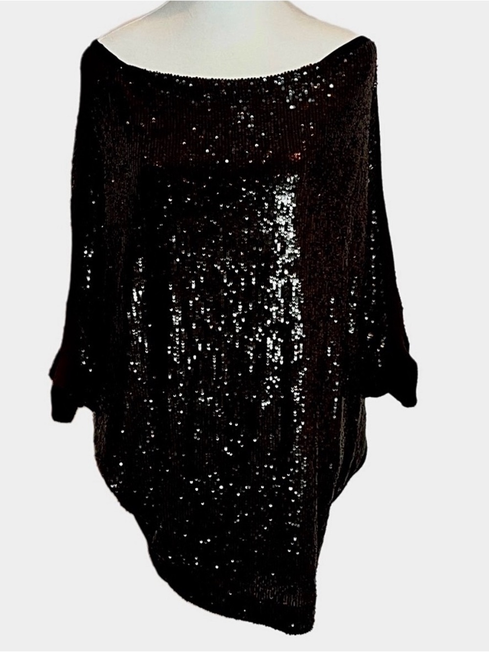 Tory Burch Black Sequin Batwing Dolman Tunic Top S
